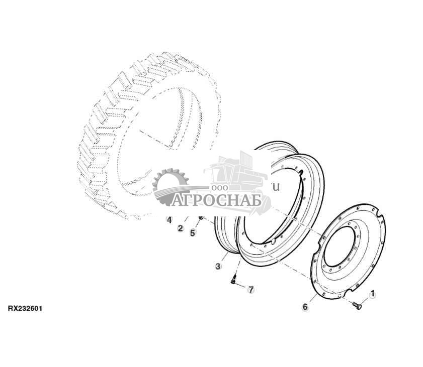Двускатное заднее колесо, 16-позиционное, группа 47 
